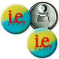 2 1/4" Diameter Magnetic Bottle Opener w/ 3D Lenticular Effects - Yellow/Turquoise (Imprinted)